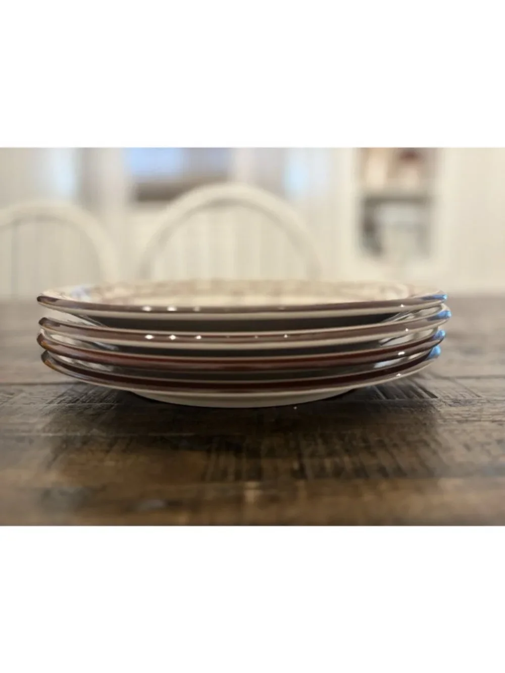 Sango Stoneware Dinner Plates Provence 261 Bouquet Brown Japan 4 Total